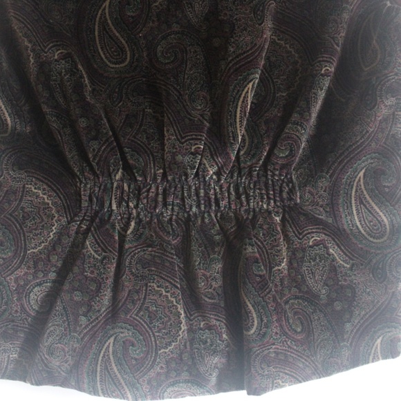 Vintage Cotton Velvet Paisley Vest with Brass Zipper Front and Zippered … - Picture 7 of 8